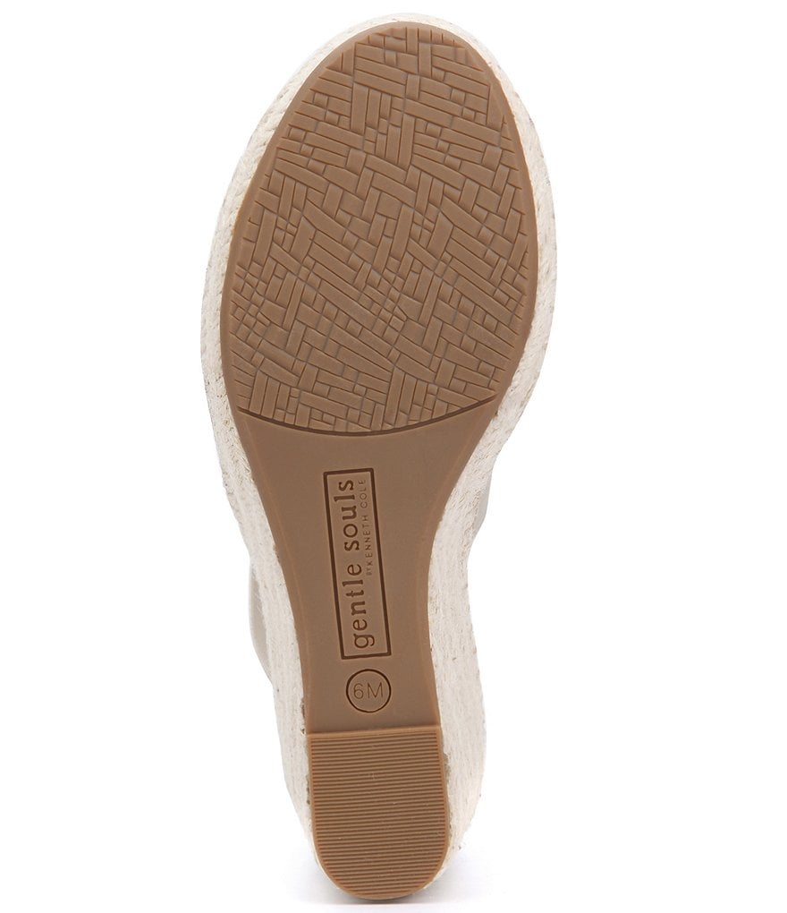 Gentle Souls Charli Metallic Elastic Ankle Espadrille Wedge Sandals