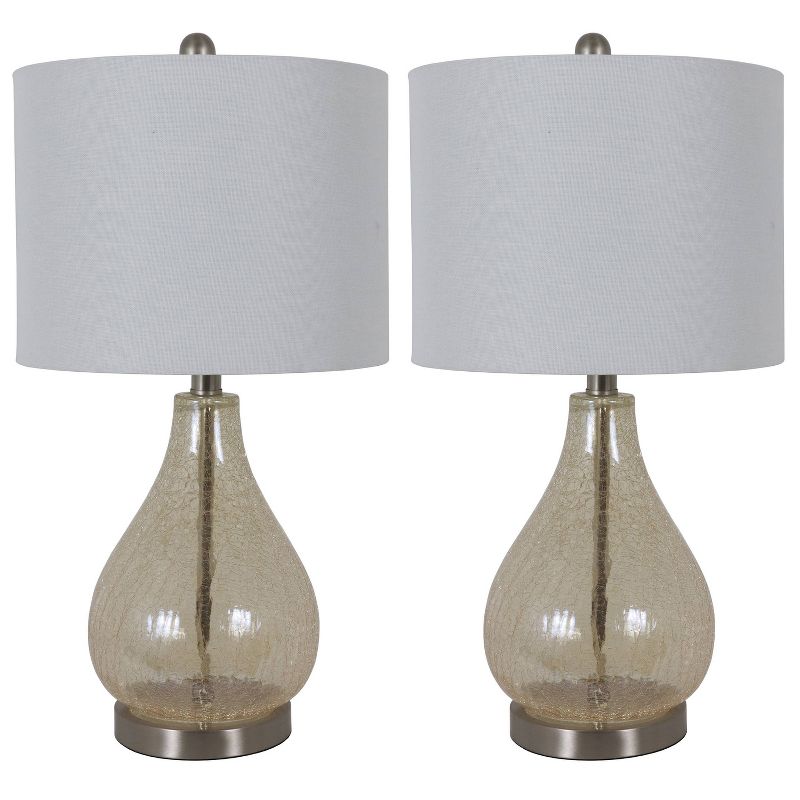 22.5" Set of 2 Crackled Teardrop Table Lamp Iridescent Gold - Decor Therapy