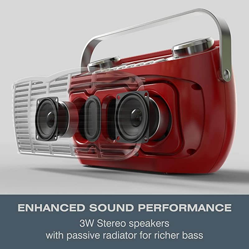 FM AM Radio Alarm Clock Bedside Mains Powered Or Battery FM Retro Radio with LCD Display Clock Radio (Red)