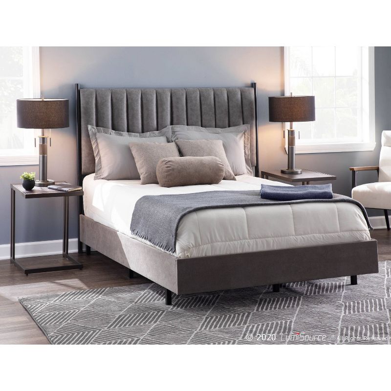 Trophy Industrial Table Lamp - Gun Metal with Black Linen Shade (Includes LED Light Bulb) - LumiSource