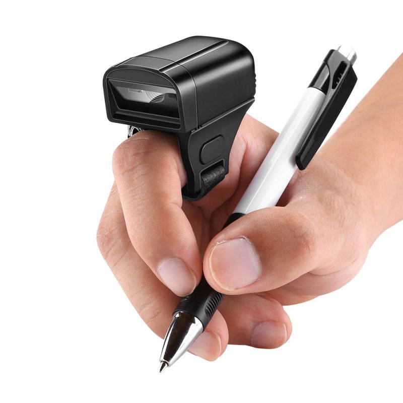 2D Wearable Ring Barcode Scanner/ Mini Portable 3-in-1 USB Wired & 2.4G Wireless & Bluetooth Bar Code Reader/ Image 1D QR Scanner PDF417 Data Matrix Screen Scanning /  iPad/ iPhone/ Android/ PC