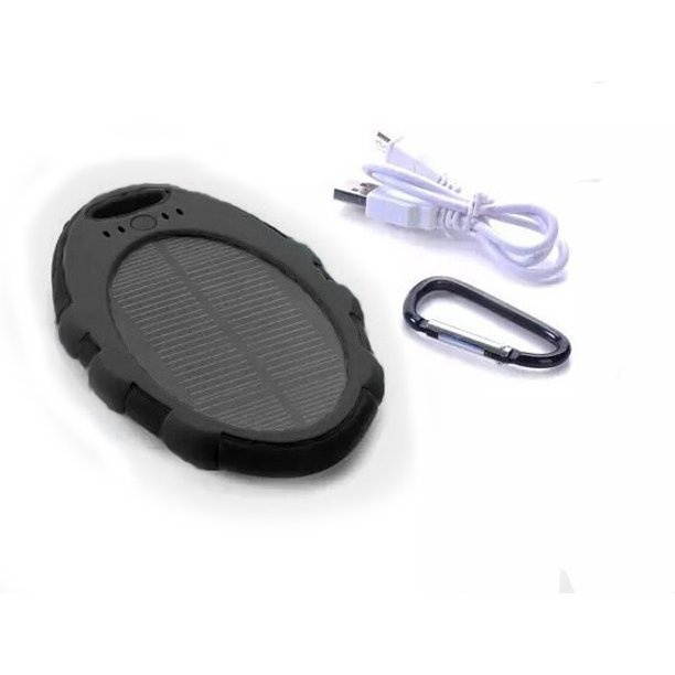Oval 5,000 mAh Portable Solar Power Bank Charger, Battery Pack, 2 USB Port, Flash Light, Charger Cable Water Resistant, Led Indicator External Battery Backup, 4 All Cell Phones Tablets, Laptop