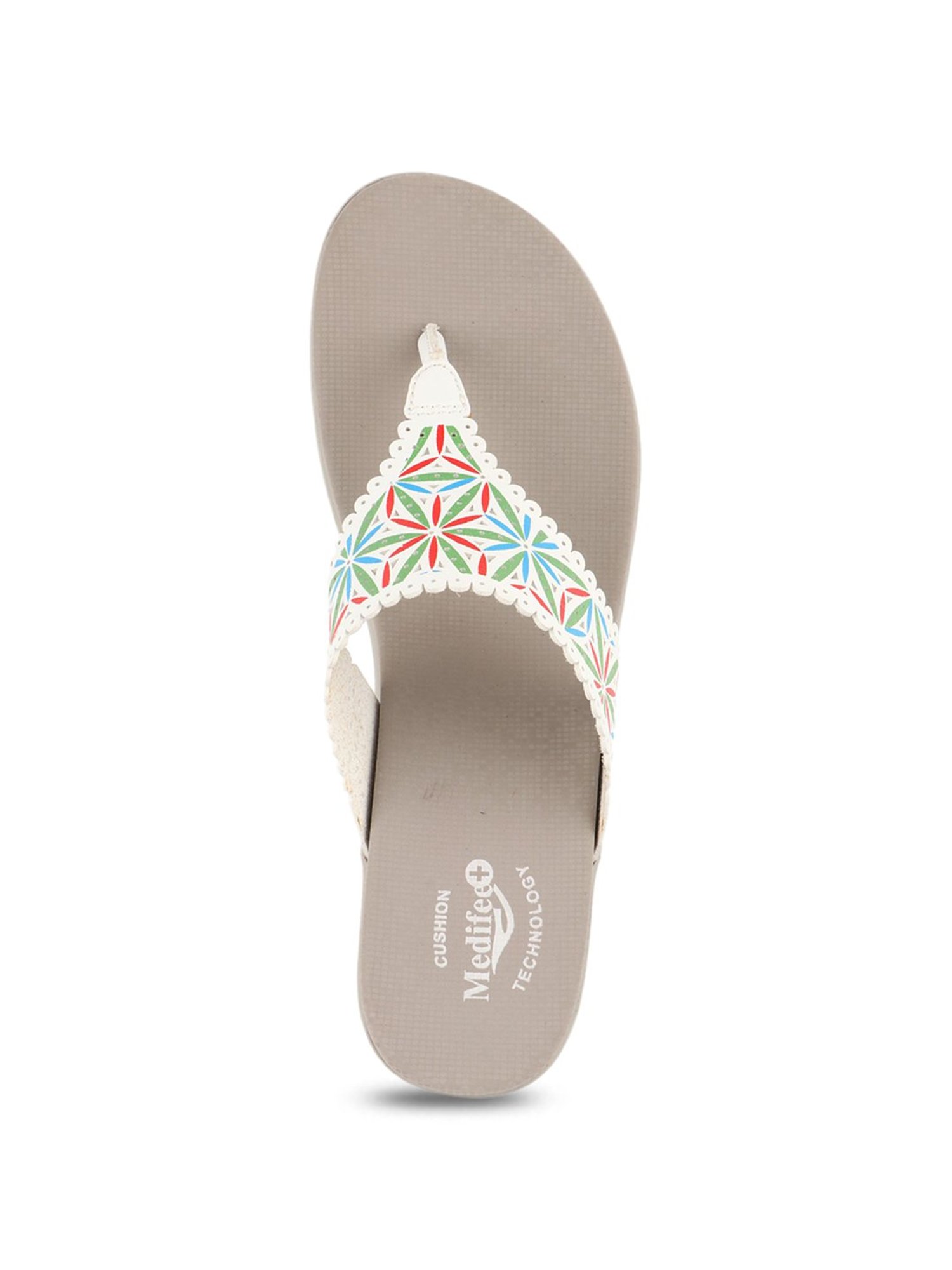 MediFeet Women's White Thong Wedges