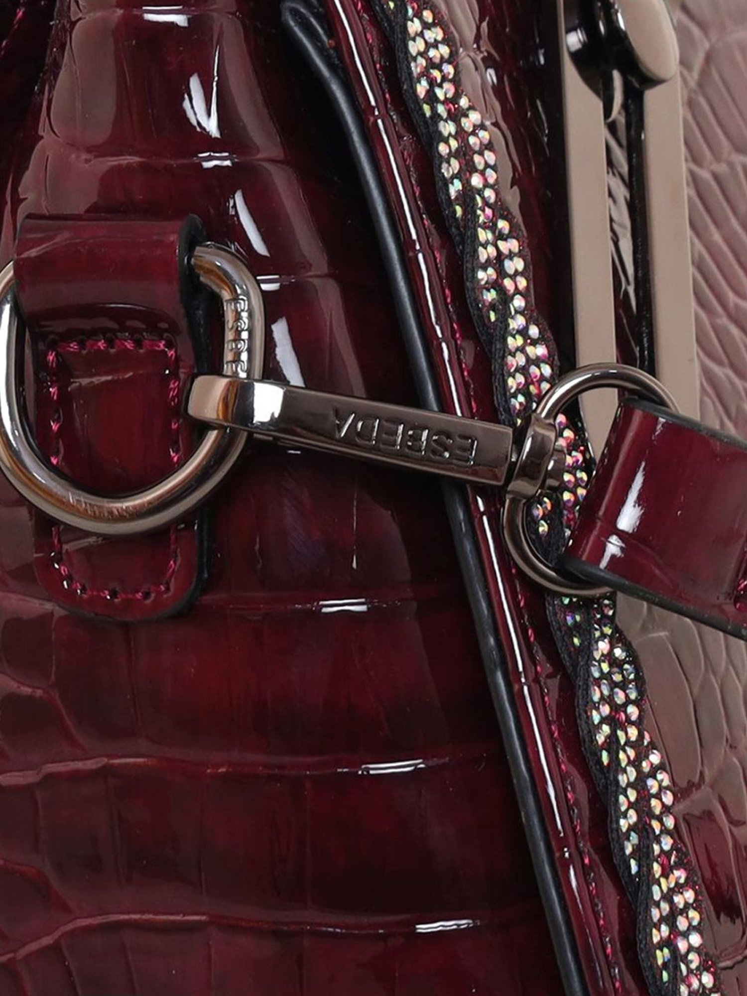 Esbeda Glossy Maroon PU Textured Handbag