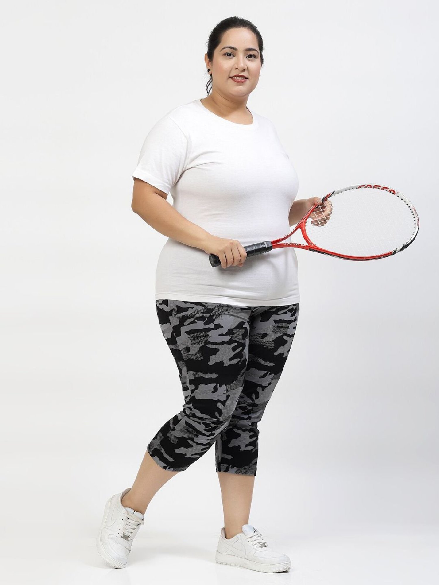 Melon by PlusS Grey & Black Printed Capris