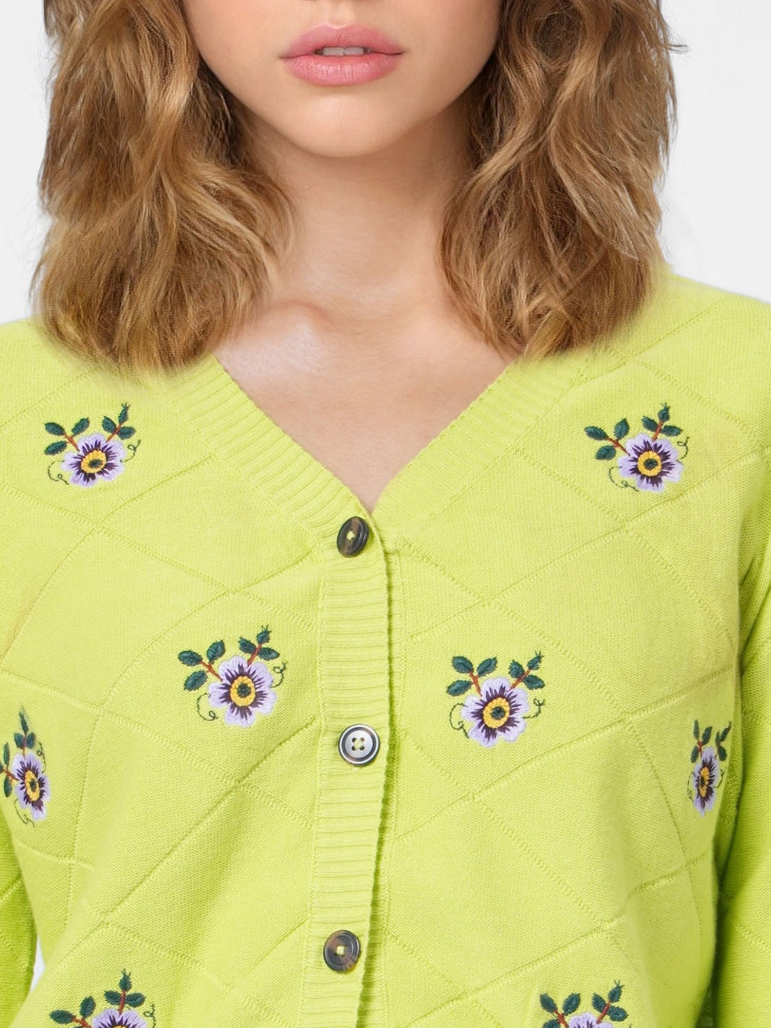 Only Green Embroidered Cardigan