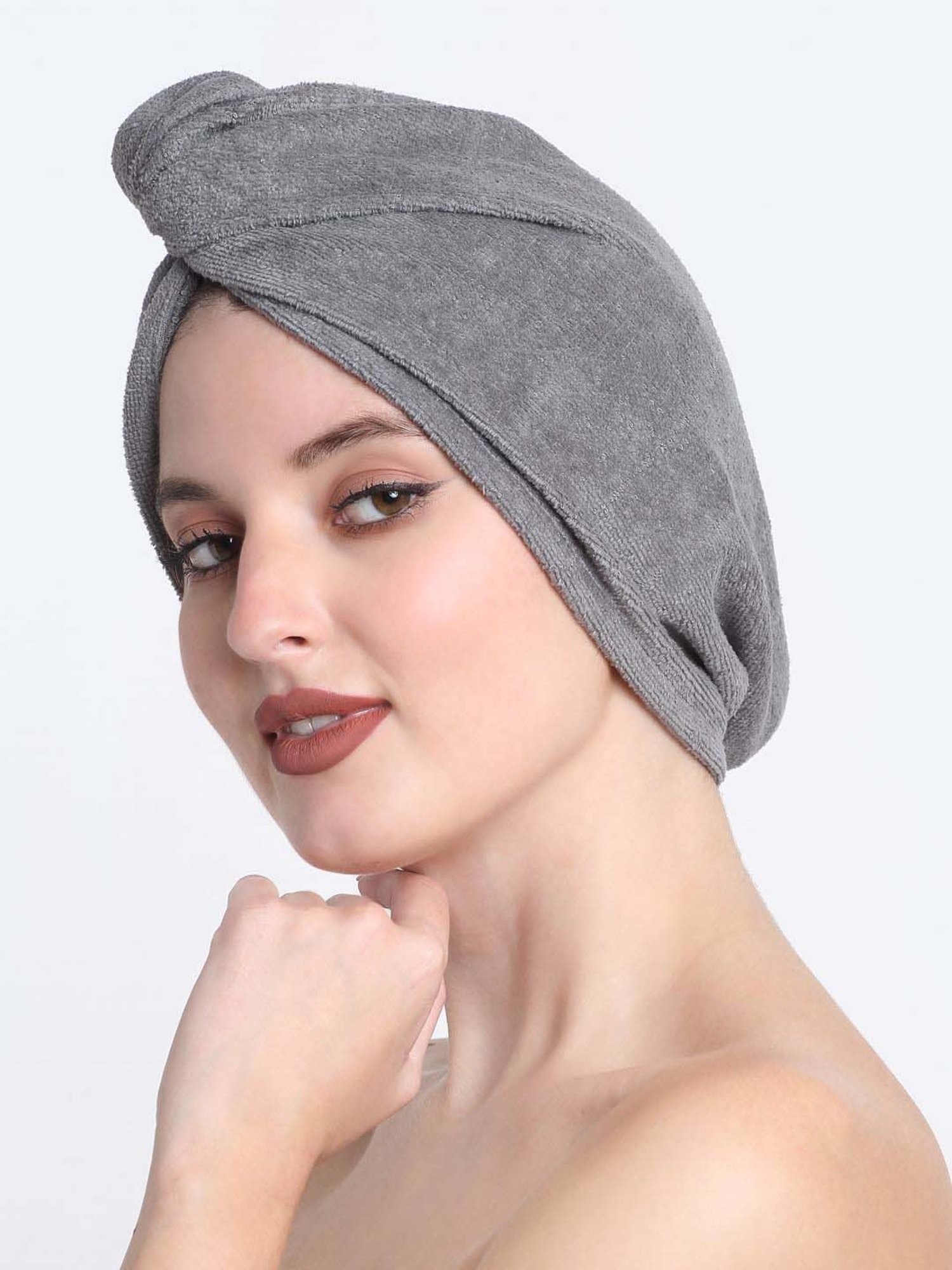 Creeva Luxury Charcoal Cotton 380 GSM Hair Wrap