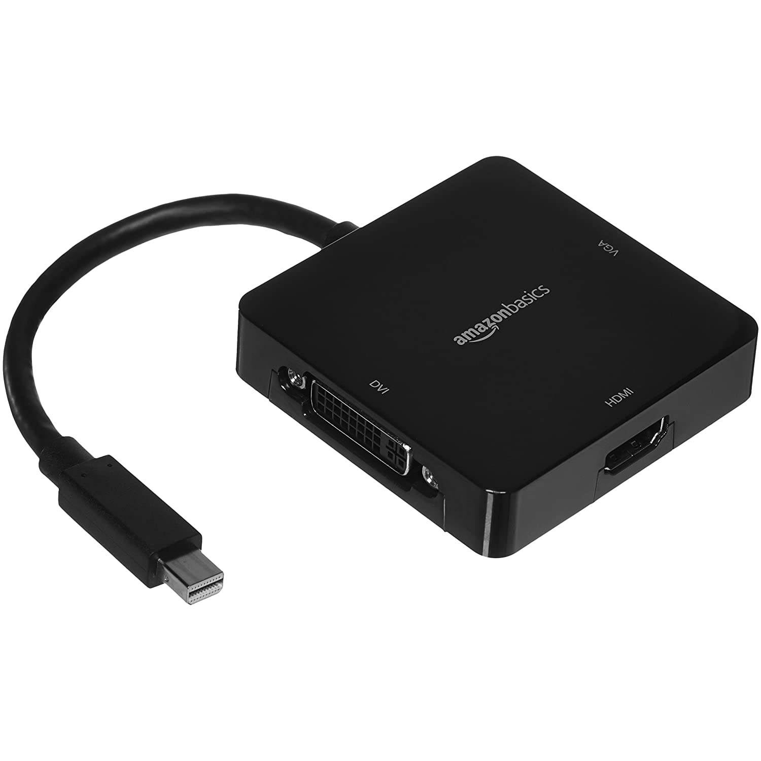 AmazonBasics Mini DisplayPort to HDMI/DVI/VGA Adapter - Black, 5-Pack