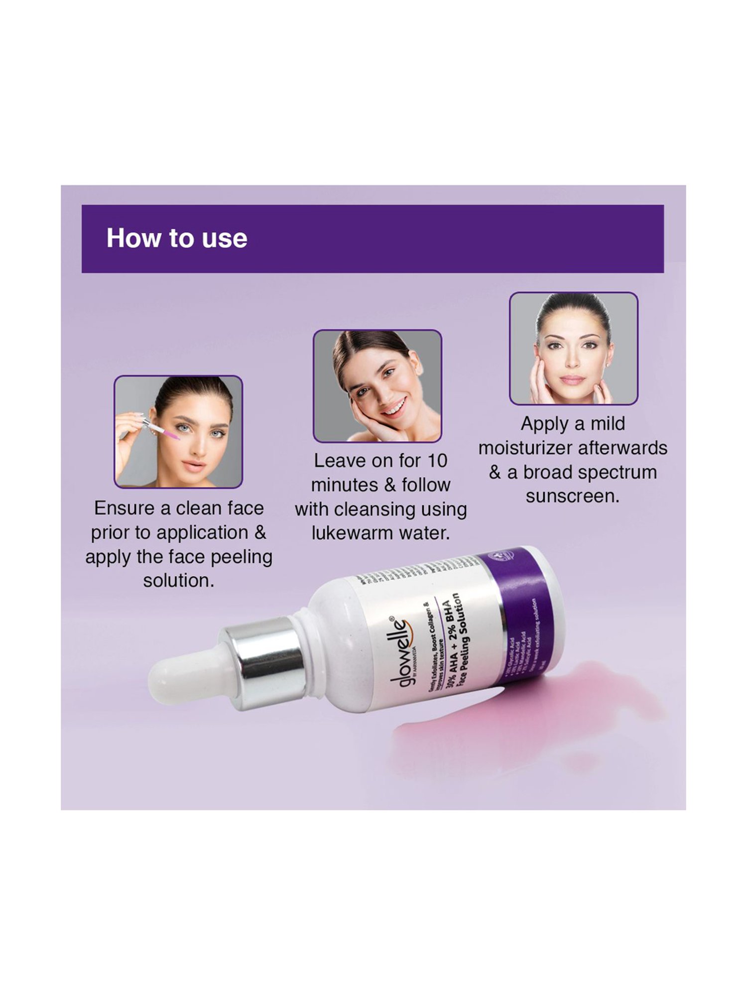 Aryanveda Glowelle 30% AHA and 2% BHA Face Peeling Solution For Mild Exfoliation - 30 ml