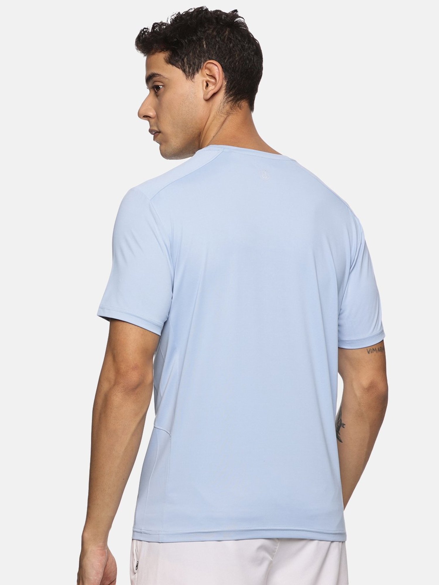 DOMIN8 Men Breathable Quick Dry Regular Fit Sports T-Shirt (Sky Blue)