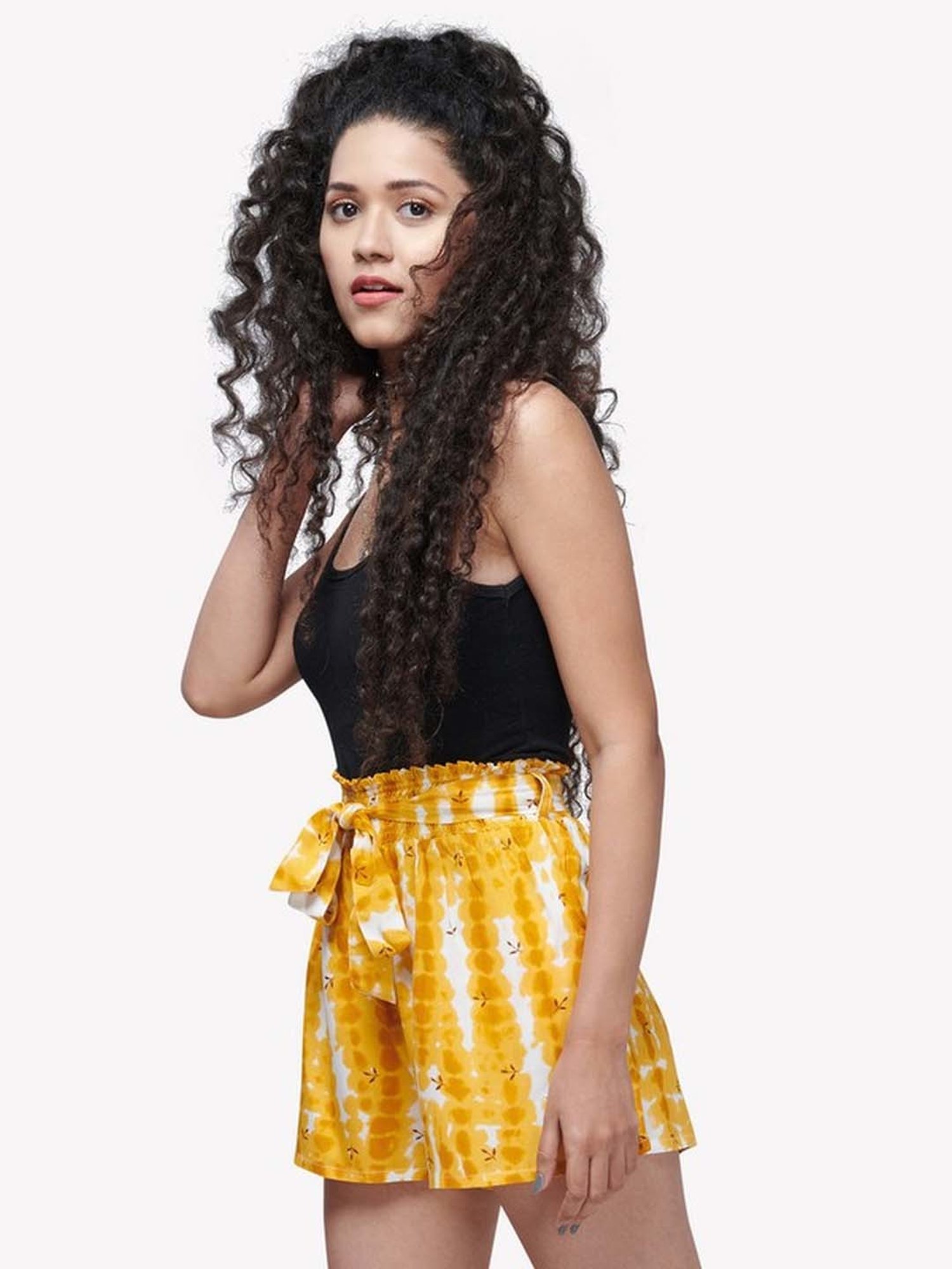 VASTRADO Yellow Tie & Dye Shorts