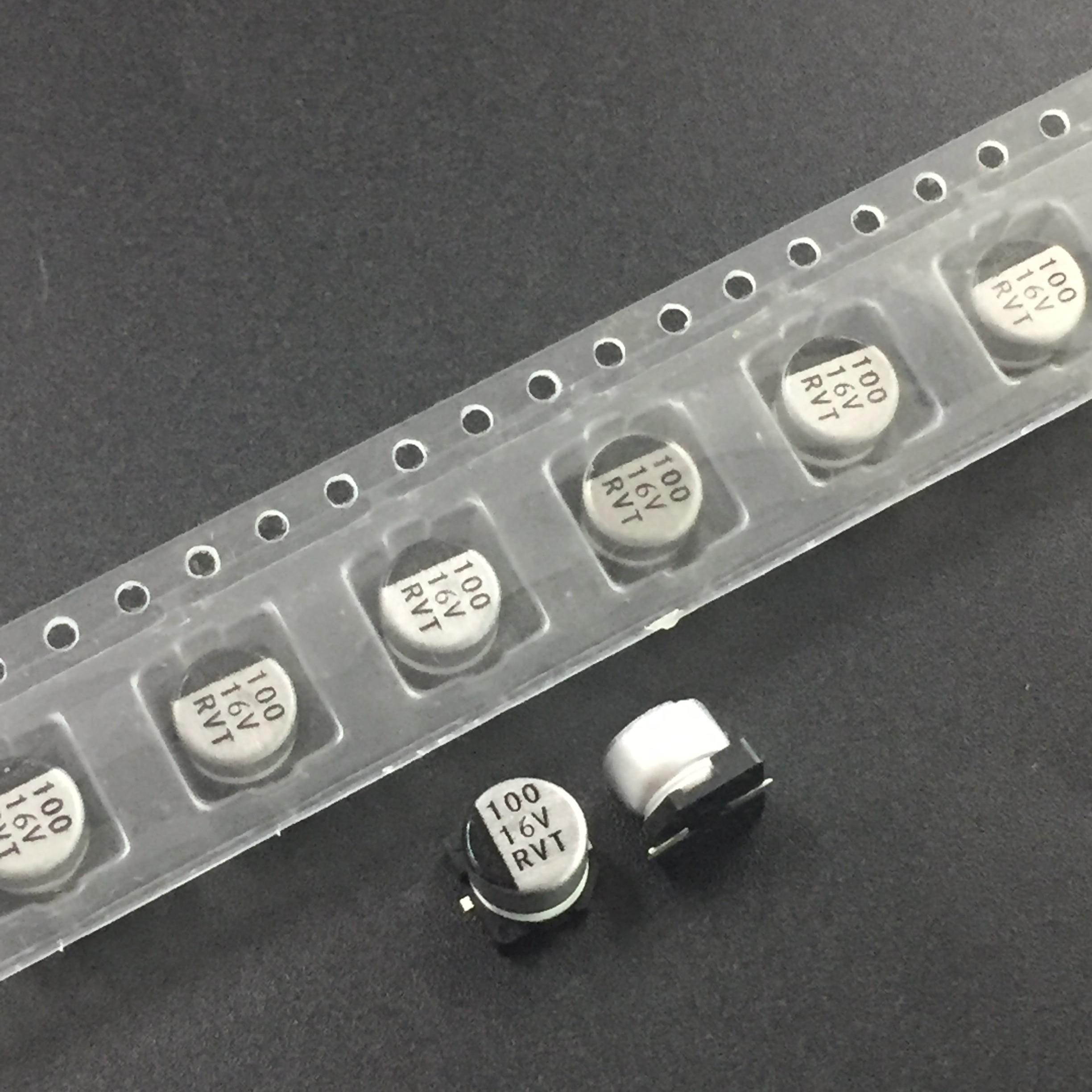 10pcs 100uF 16V TaiWan RVT series 6.3x5.4mm 16V100uF Chip type SMD Audio Electrolytic Capacitor