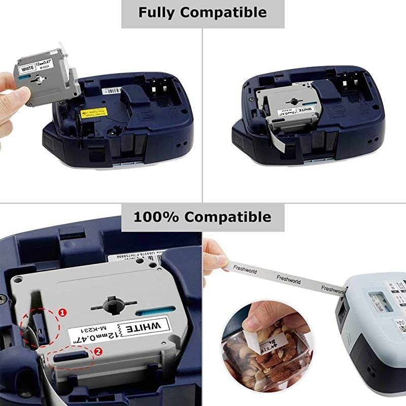 Compatible Label Tape Replacement for Brother Ptouch M Tape 12mm 047 Inch MK231 MK231 M231 M231for Brother Ptouch PTM95PT90PT80PT65PT70BMPT85Black on White262 Ft 8m5P