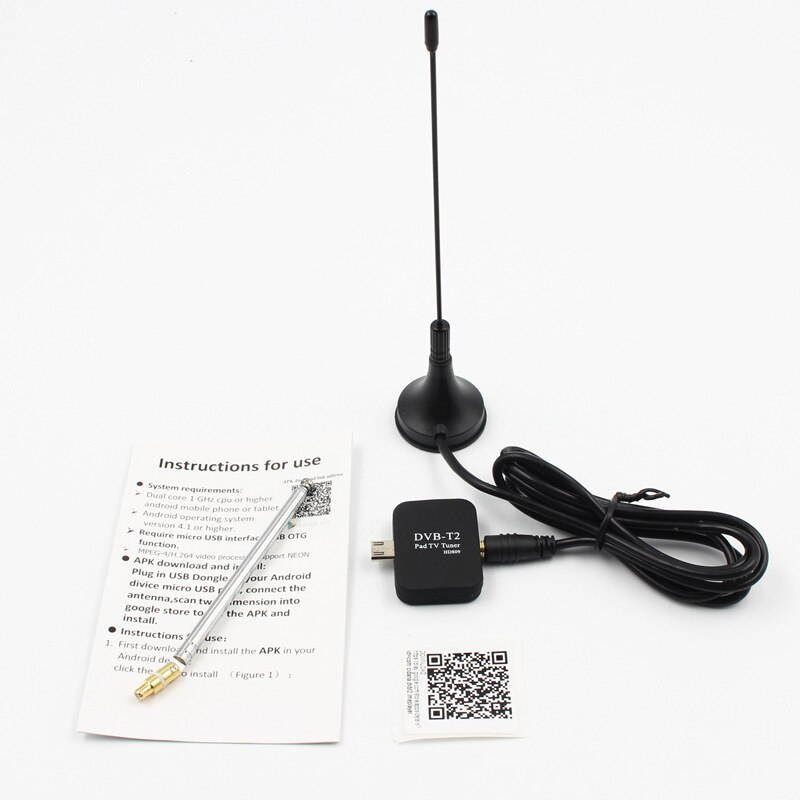 Lejiahong DVB-T2 TV Antenna Receiver Digital Micro-USB Tuner for Android Mobile Phone Pad HD TV Stick with Dual Antenna