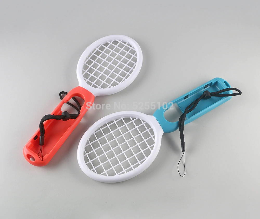 1pair Left Right Tennis Racket Handle Controller with Hand Strap for Nintend Switch NS Tennis ACE Game Player Controller