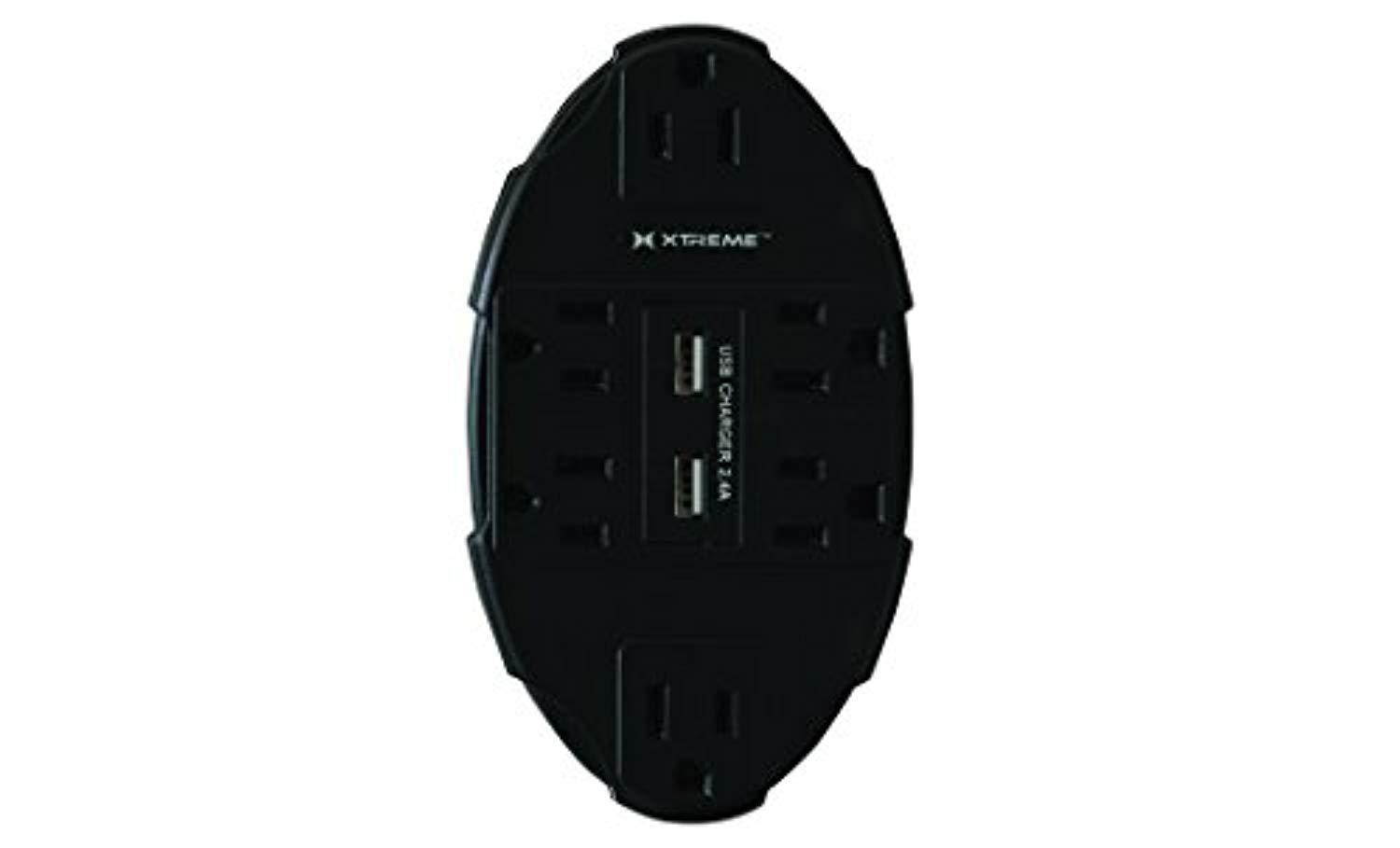xtreme xws8-0106-blk 6 outlet wall tap with 2 usb ports, power distribution unit, black