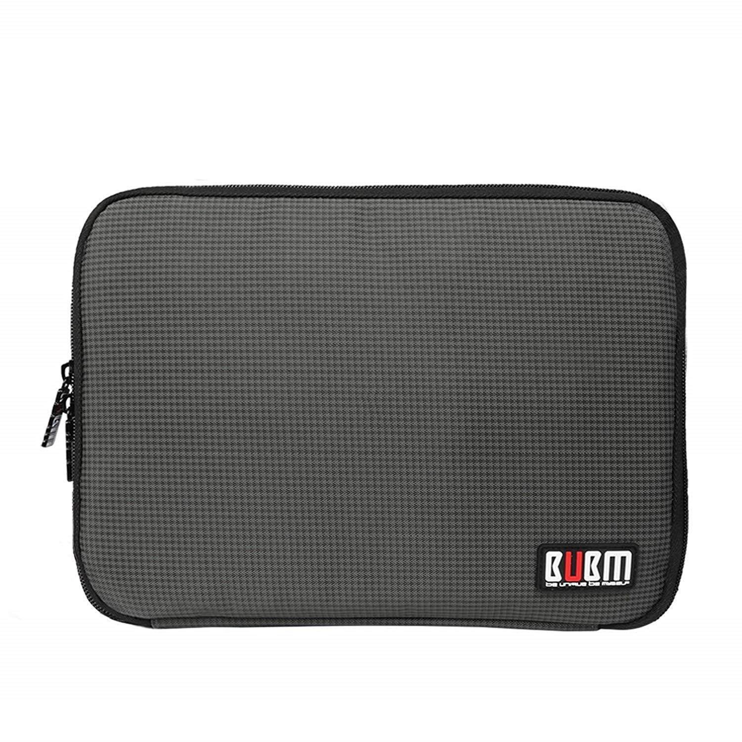 BUBM Double Layer Electronic Accessories Organizer, Travel Gear Bag for Cables, USB Flash Drive, Plug and More, Perfect Size Fits for iPad Mini (Medium, Gray)