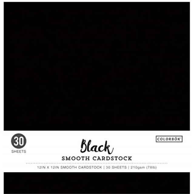 colorbok 74293 black 12x12in smooth cardstock