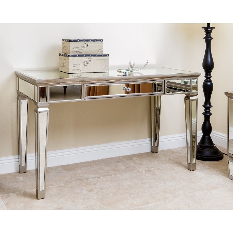 Ofelia Mirrored Desk Silver - Abbyson Living