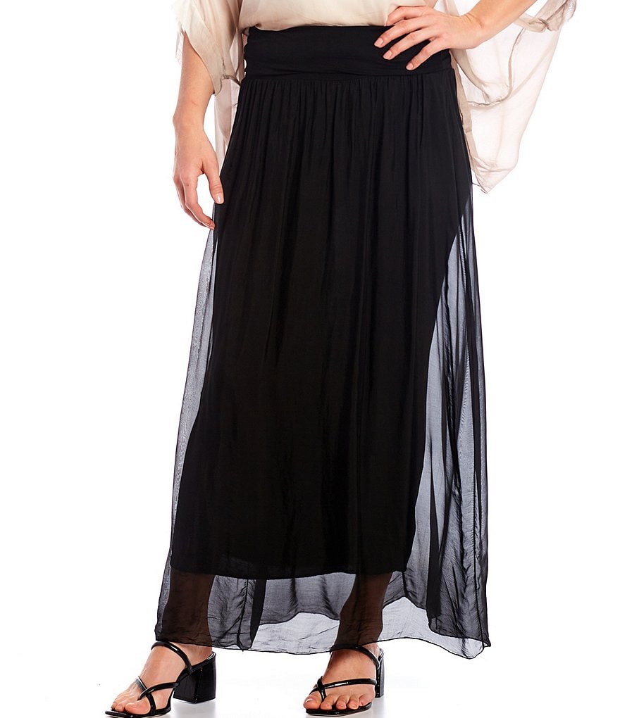 M Made in Italy Silk Blend Maxi Skirt