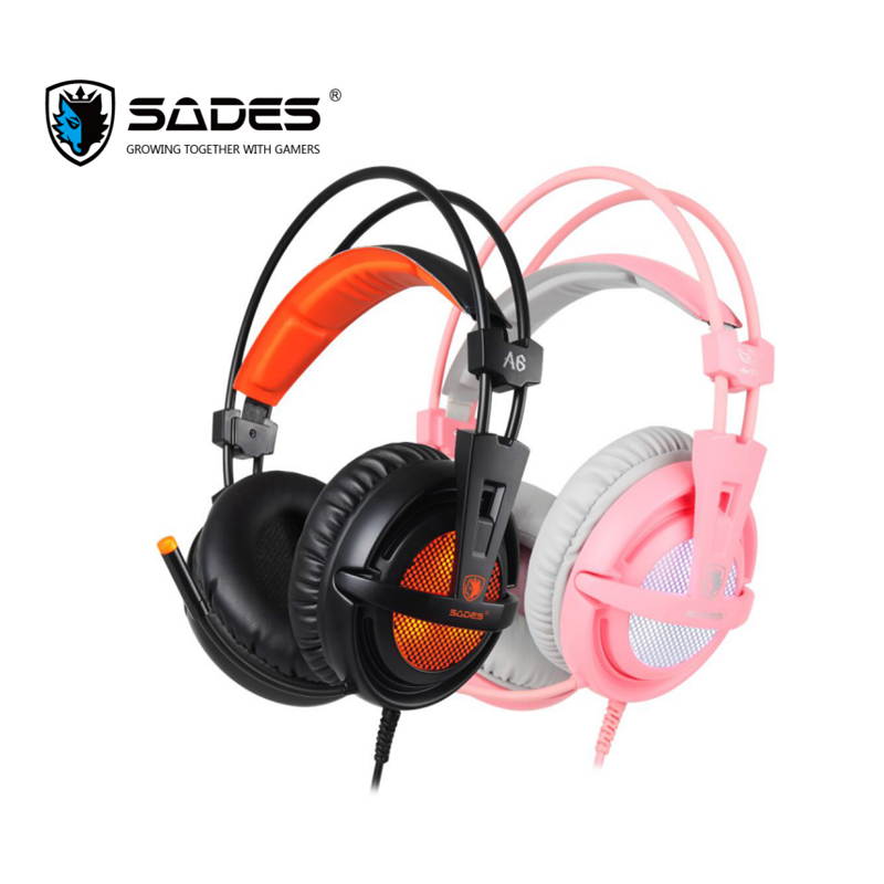 SADES A6 Virtual 7.1 Surround Sound USB Connector Wired Game Headset Over Ear For PC/Laptop