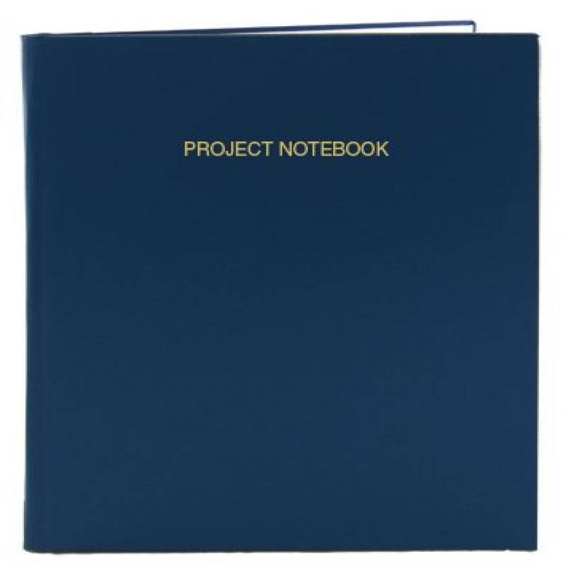 BookFactoryA&reg; Blue Project Notebook - 168 Pages (.25" Ruled Format), 8 7/8" x 11 1/4", Blue Imitation Leather Cover, Smyth Sewn Hardbound (LIRPE-168-LLR-A-LBT8)
