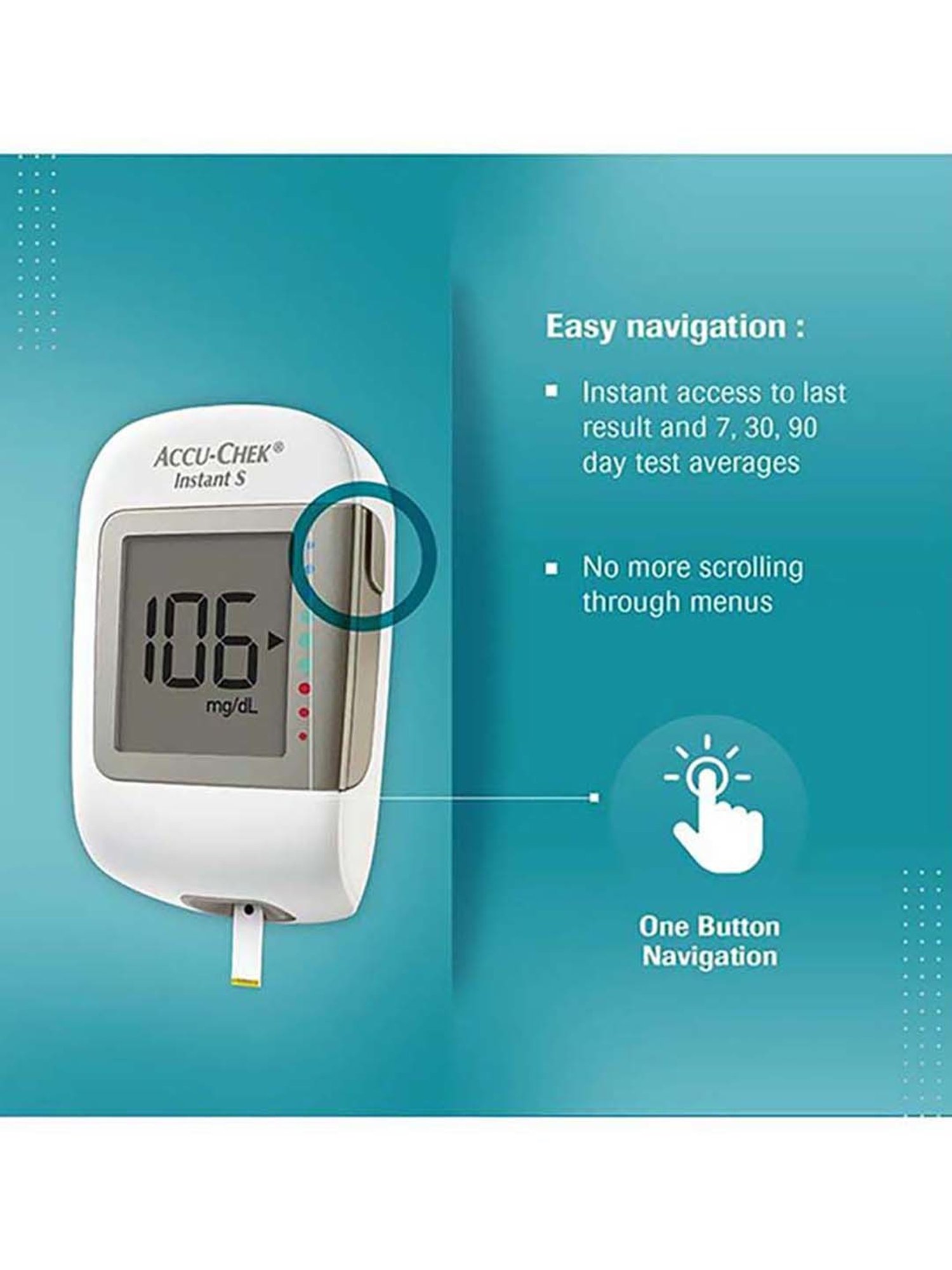 Accu Chek Instant S Blood Glucometer with 10 Test Strip (White)