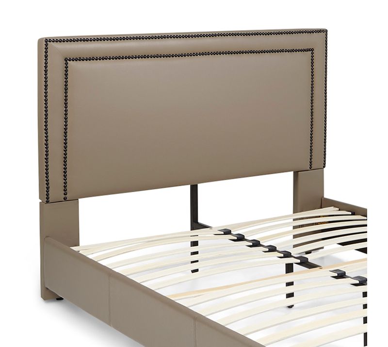 Glenwillow Home Baffin Faux Leather Upholstered Headboard in Taupe, Full/Queen Size