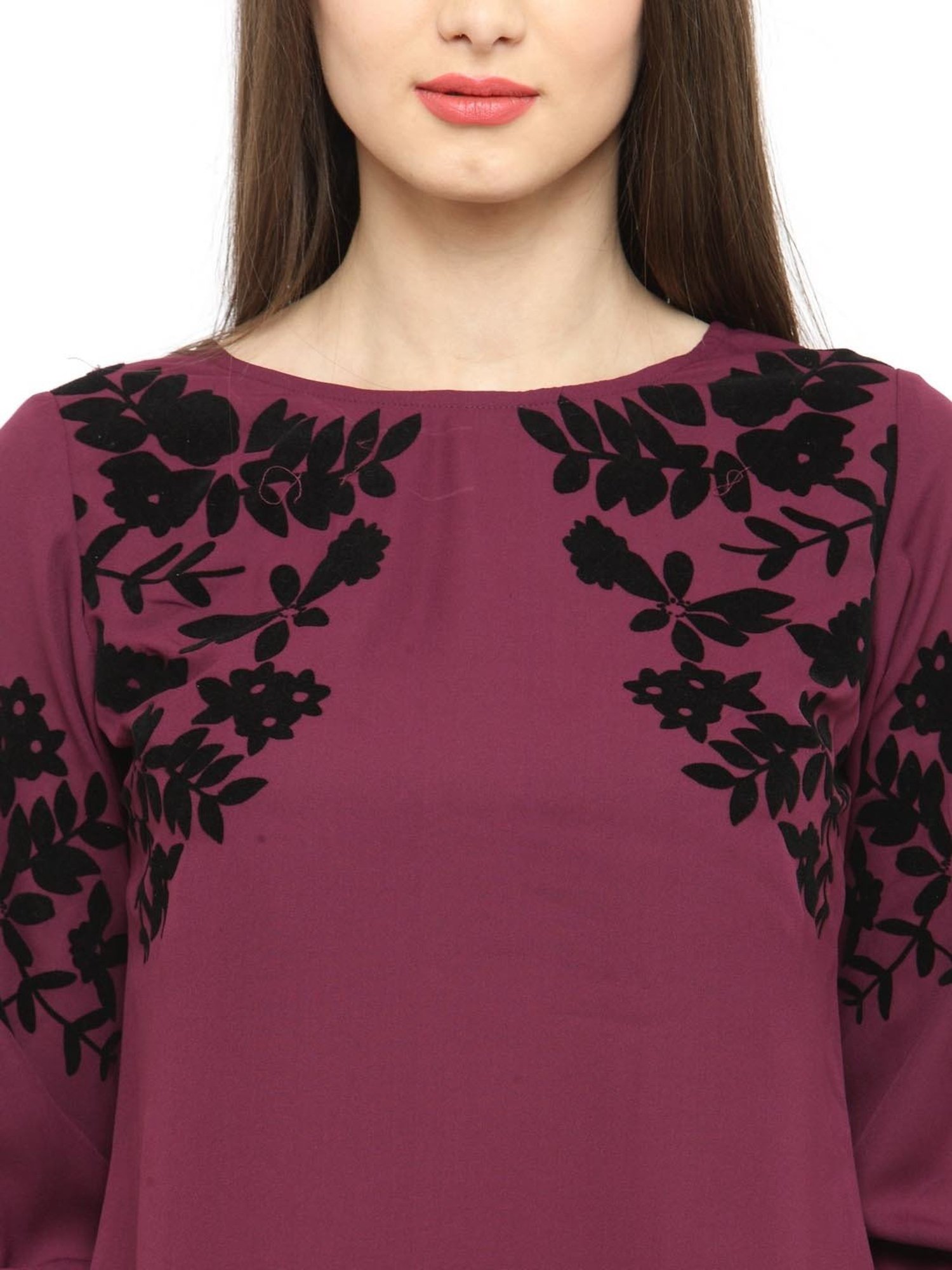 Melon by PlusS Burgundy Floral Print Top