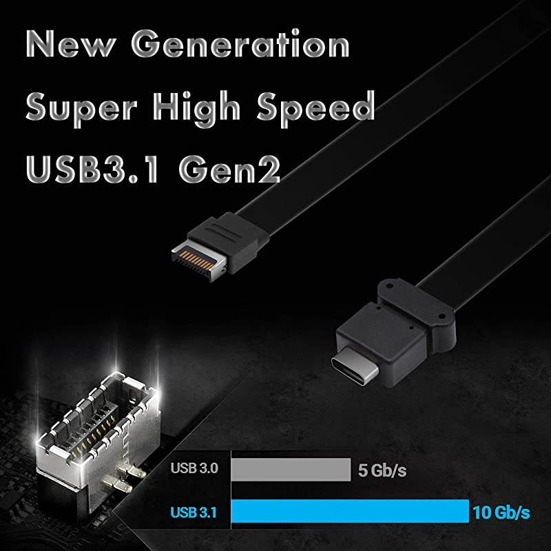 USB 31 Front Panel Header to USBC TypeC Female Extension Cable15inch 45cm Speed up to 10 Gbps