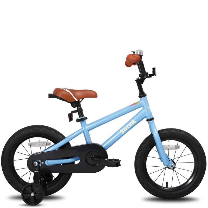 Joystar Totem 14 Inch Kids Toddler Training Bike Bicycle with Training Wheels, Rubber Tires, and Coaster Brake, Ages 3 to 5, Blue