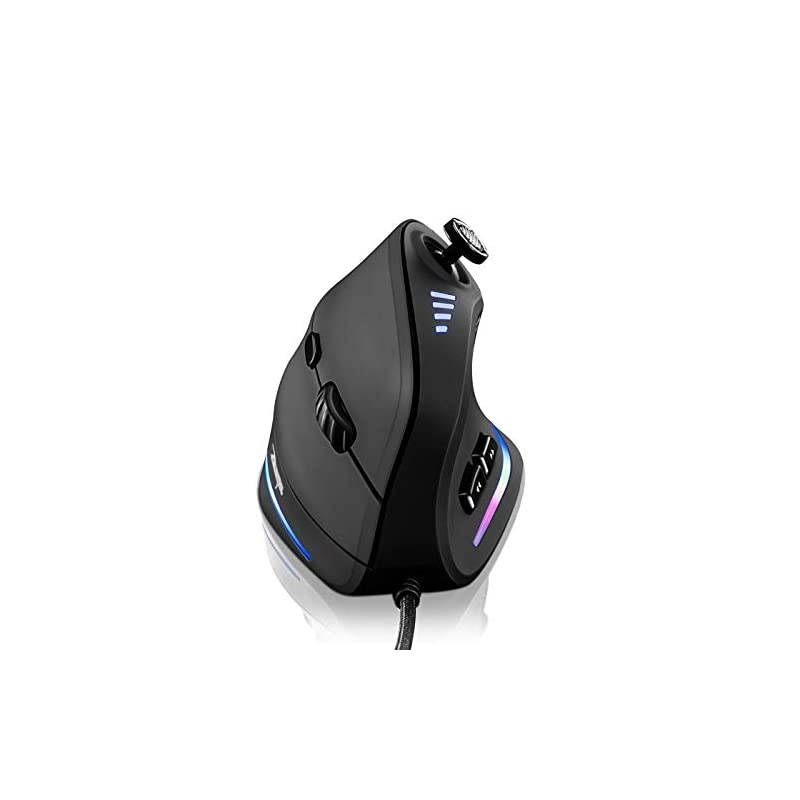 Gaming Mouse with 5 D Rocker  Ergonomic Mouse with 10000 DPI11 Programmable Buttons RGB Vertical Gaming Mice Wired for PCLaptopESportsGamer Black