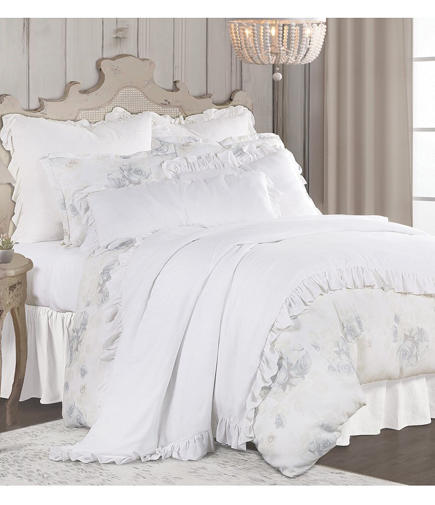 HiEnd Accents Rosaline Washed Floral Linen Comforter Mini Set