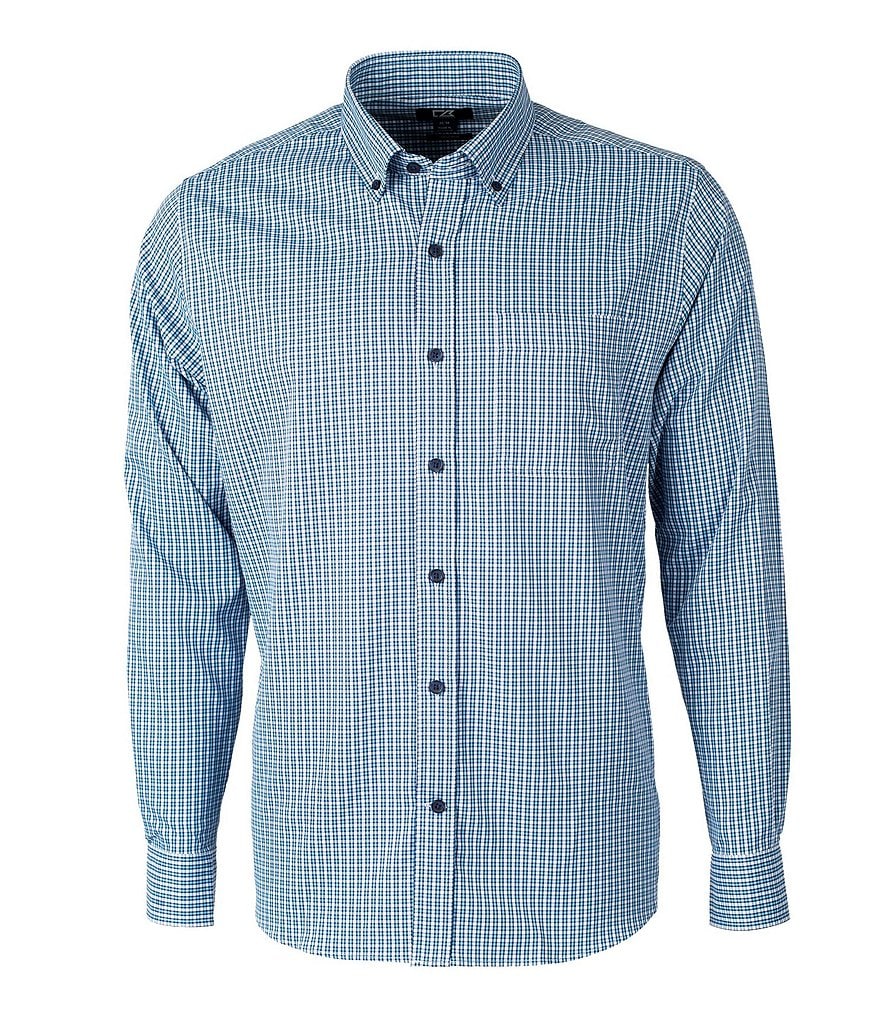 Cutter & Buck Big & Tall Versatech Multi Check Performance Stretch Long-Sleeve Woven Shirt