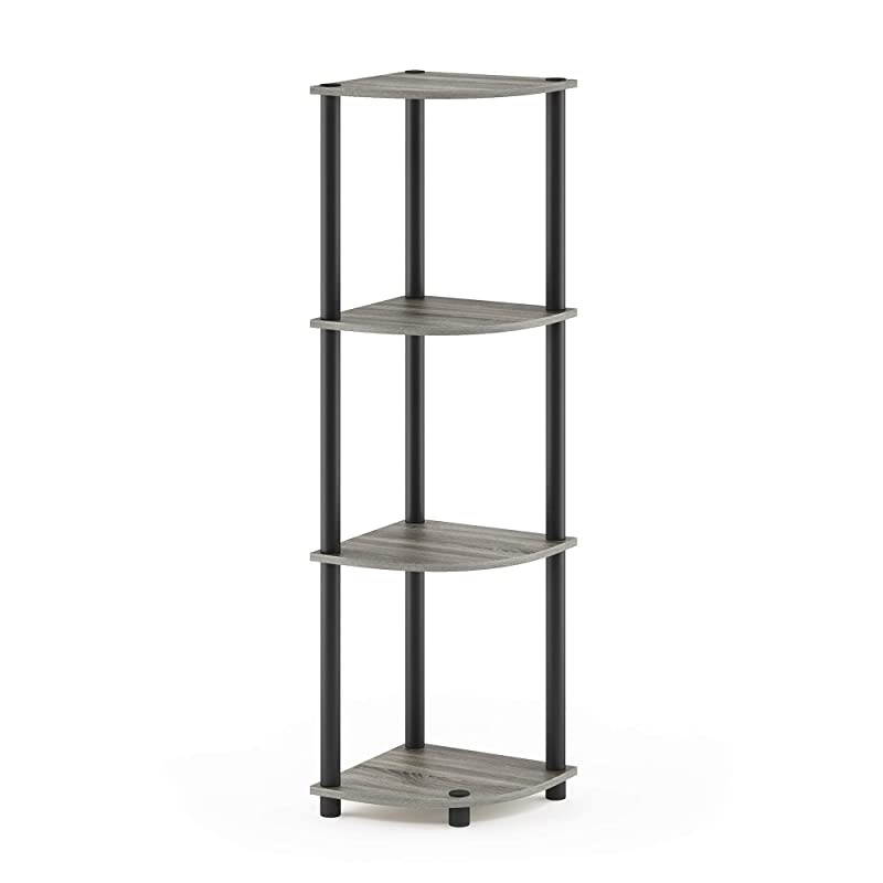 12078GYWBK TurnNTube 4Tier Corner Display Rack Multipurpose Shelving Unit French Oak GreyBlack