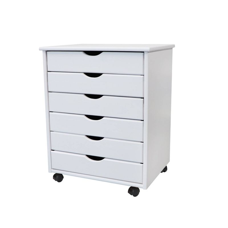 Adeptus Solid Wood 6 Drawer Wide Roll Cart White