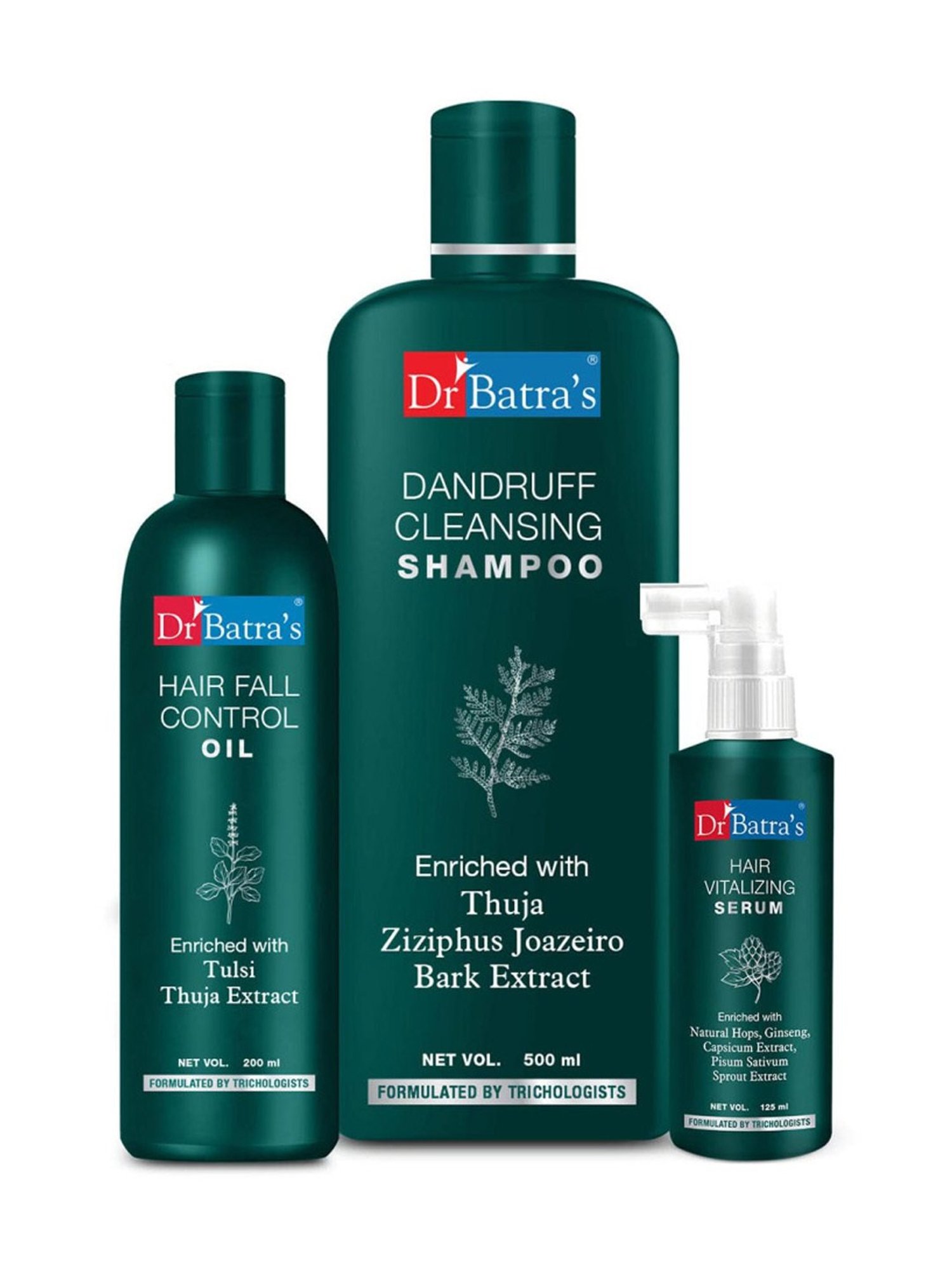 Dr. Batra's Hair Vitalizing Serum, Dandruff Cleansing Shampoo & Hair Fall Control Oil