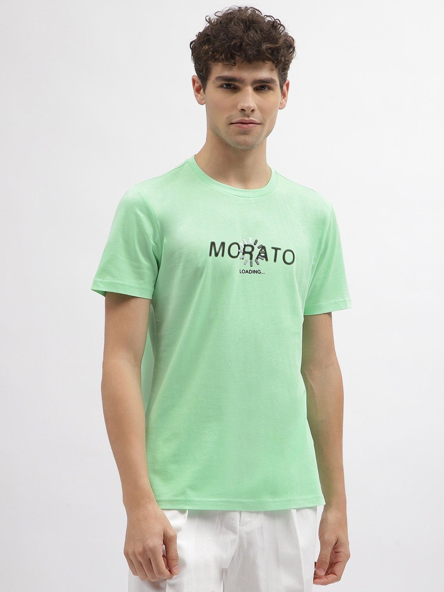Antony Morato Green Cotton Slim Fit Printed T-Shirt
