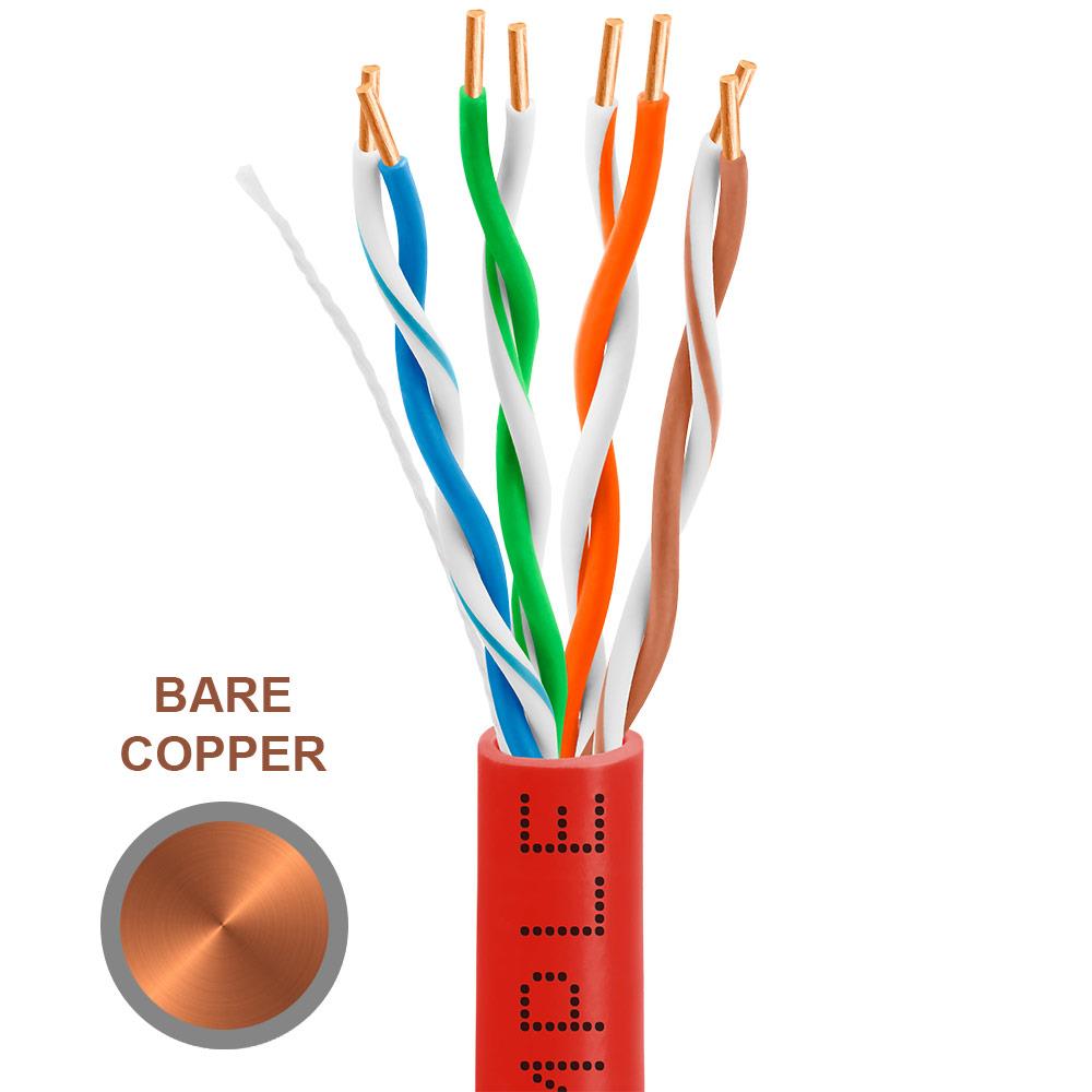 Cmple - Cat-5E Bulk Cable 350MHz UTP 24AWG Bare Copper CMR Rated 1000FT Red