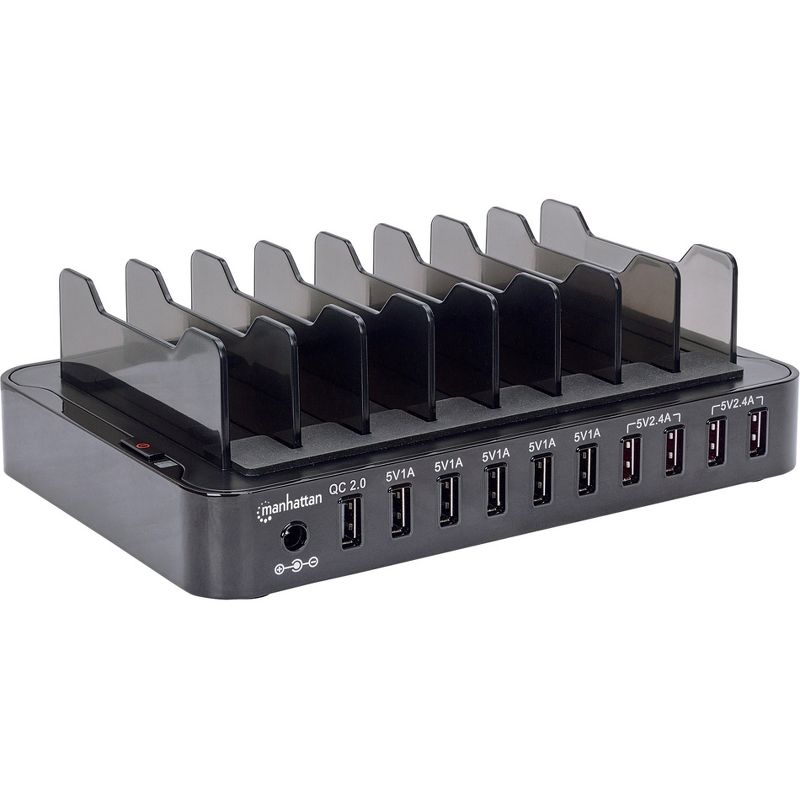 Manhattan 10-Port USB Charging Station - 120 V AC, 230 V AC Input - 9 V DC/2.40 A, 5 V DC, 12 V DC Output