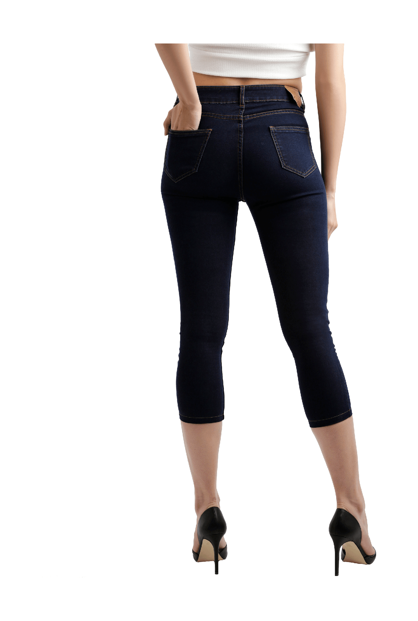 Miss Chase Navy Skinny Fit High Rise Capris