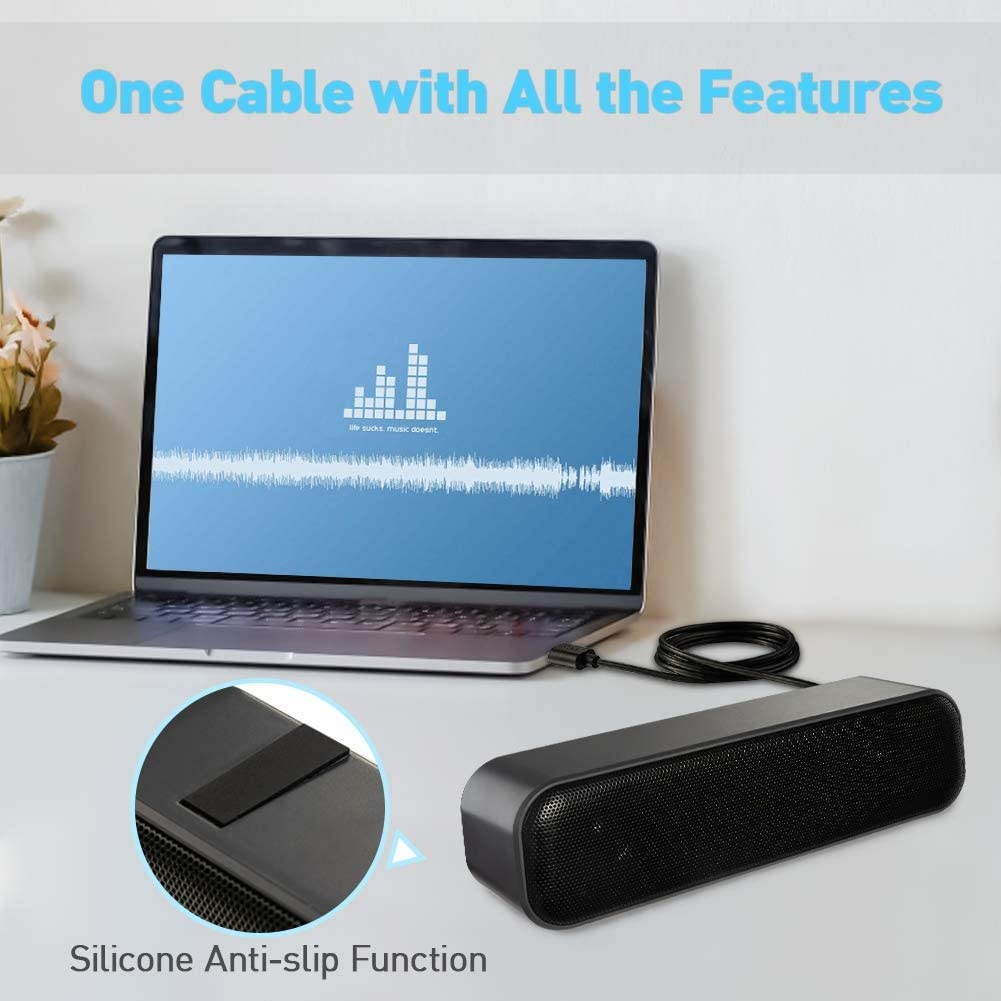 Computer Speaker,USB Powered Speaker for Desktop,Windows PCs,Laptop. Portable Mini Sound bar-Plug and Play