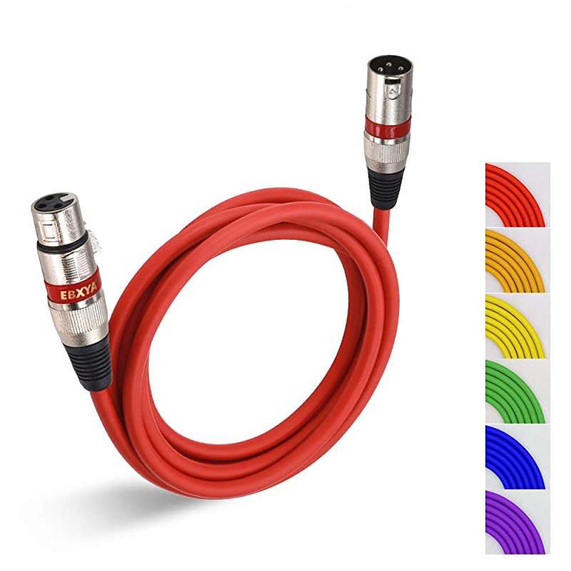 10Ft XLR Cable Colored Microphone Mic Patch Cable  10 Ft 6 Packs