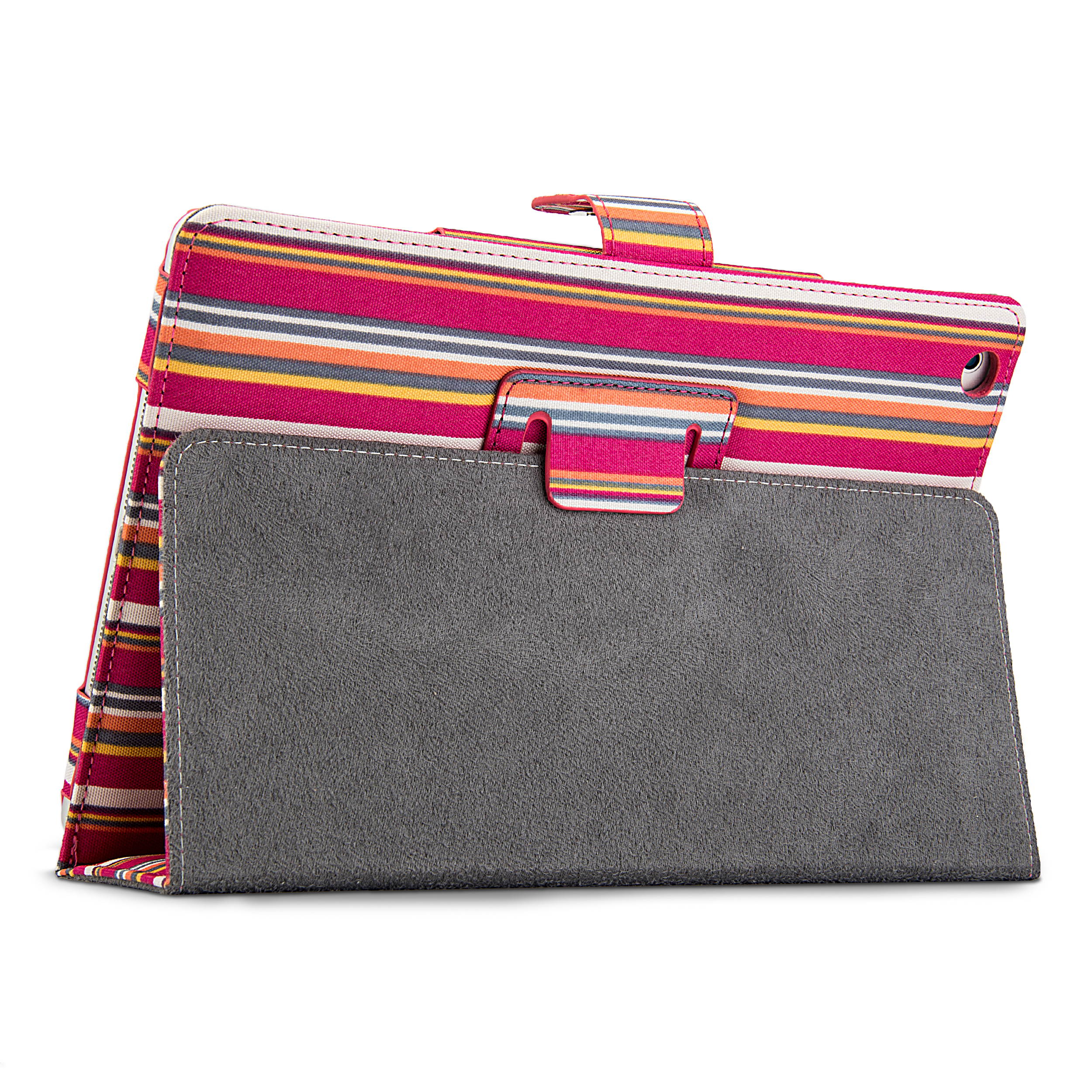 VanGoddy Pink Stripe Folio Case Stand For iPad Air with Sleep mode and Camera Hole