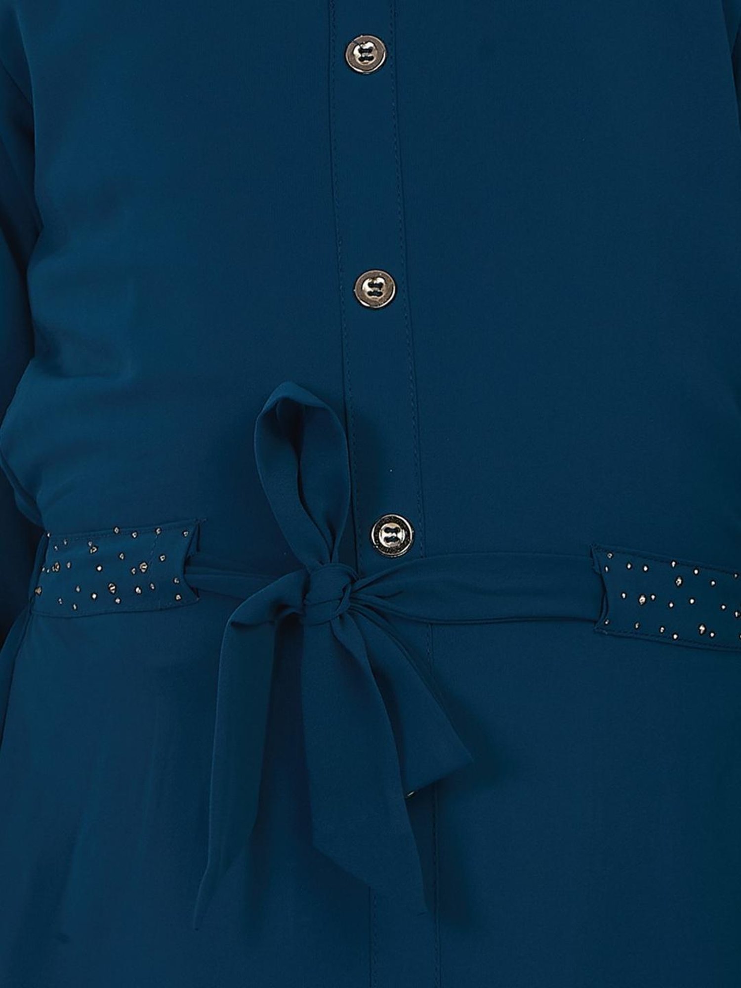 Peppermint Kids Teal Blue Regular Fit Full Sleeves Dress