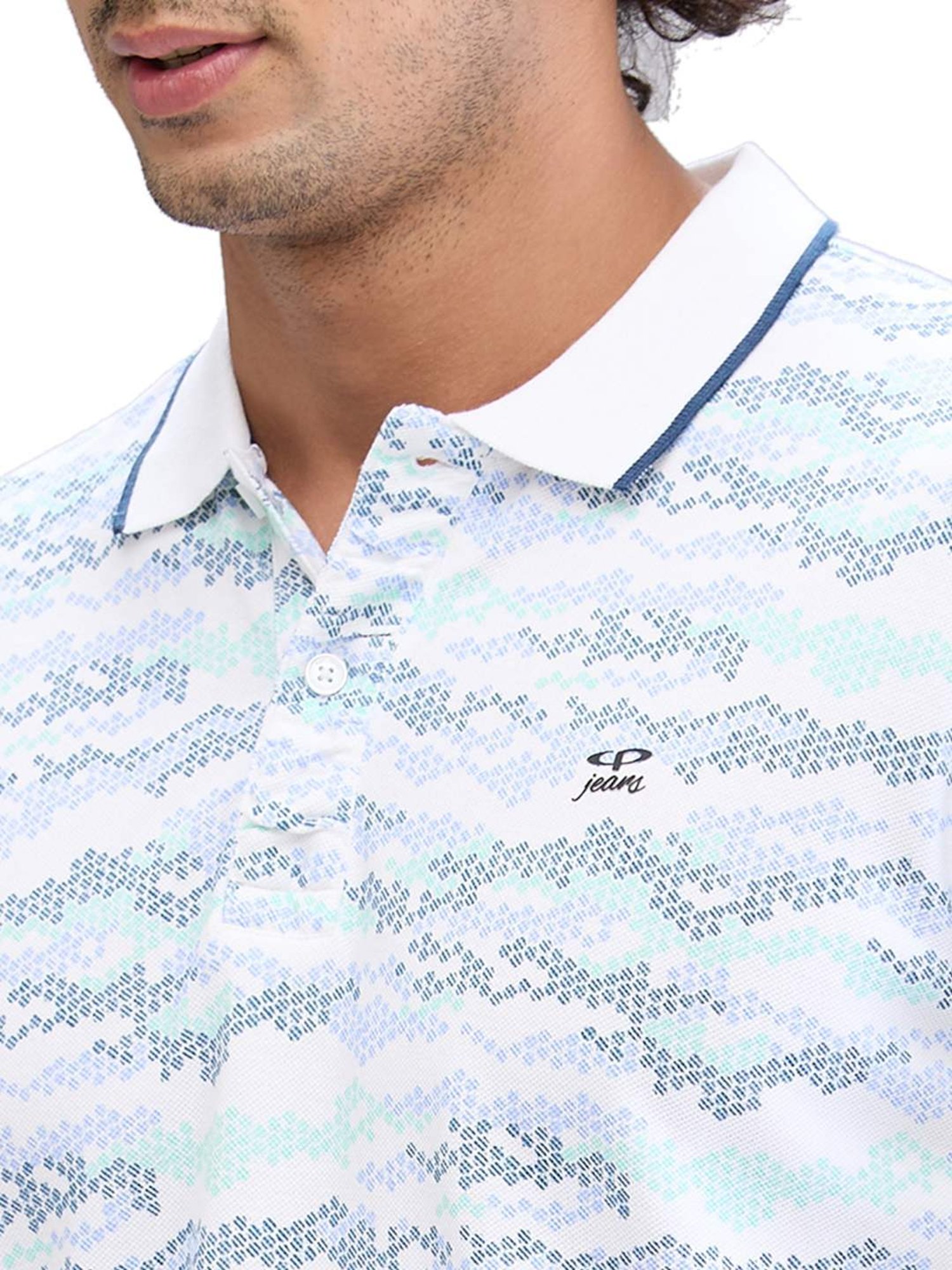 Colorplus White Regular Fit Printed Polo T-Shirt