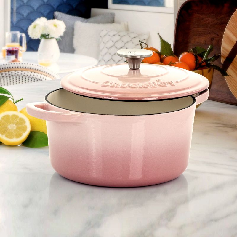Crock-Pot Artisan 2 Piece 3 Quarts Enamled Cast Iron Dutch Oven in Blush Pink