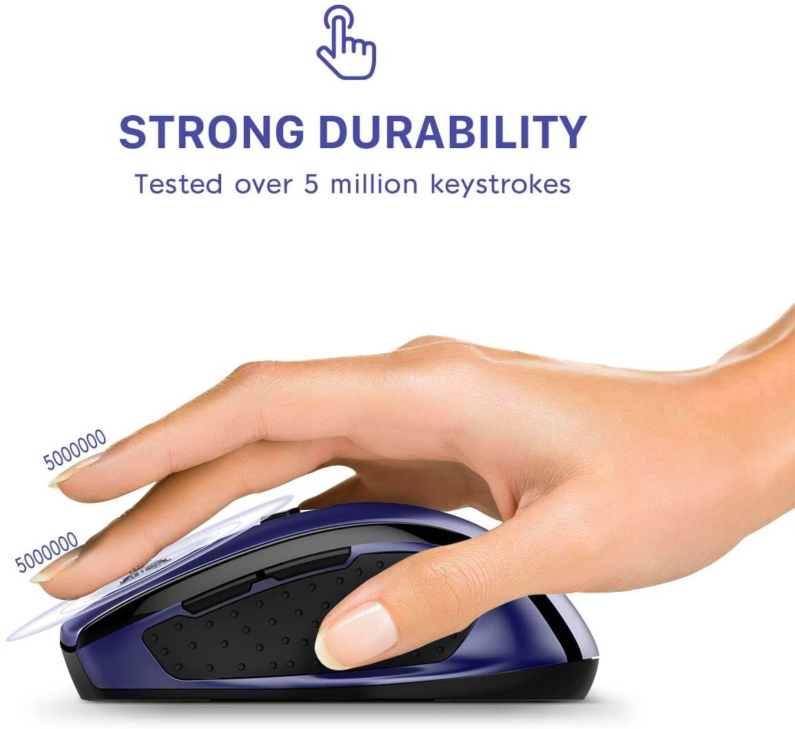 Computer Mouse Wireless, Ergonomic Laptop Mouse 2.4G and 5 Adjustable Levels, 6 Button Cordless Mouse Wireless Mice for Windows Mac PC Notebook