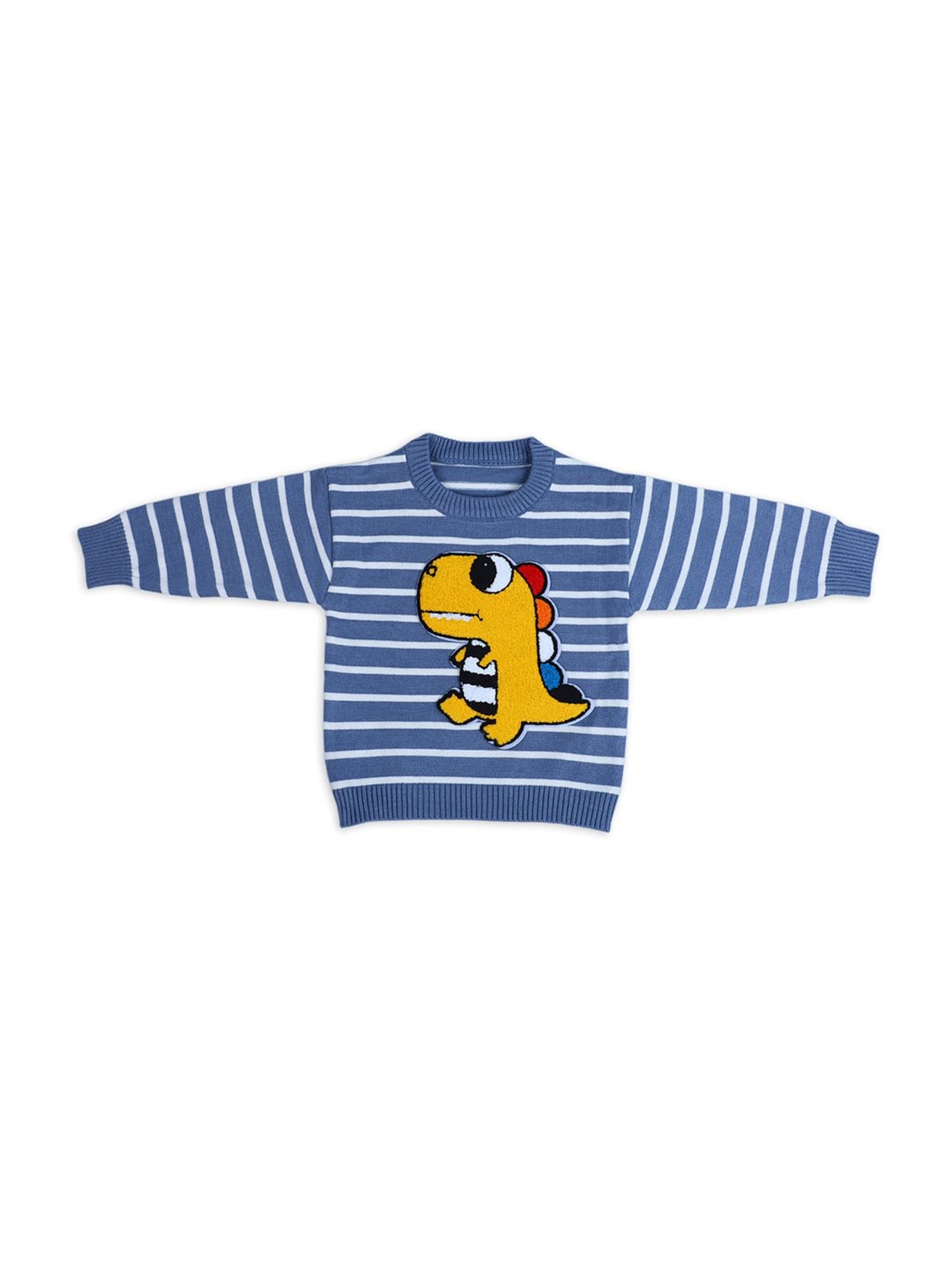 Baby Moo Kids Blue & Yellow Printed Full Sleeves Sweater