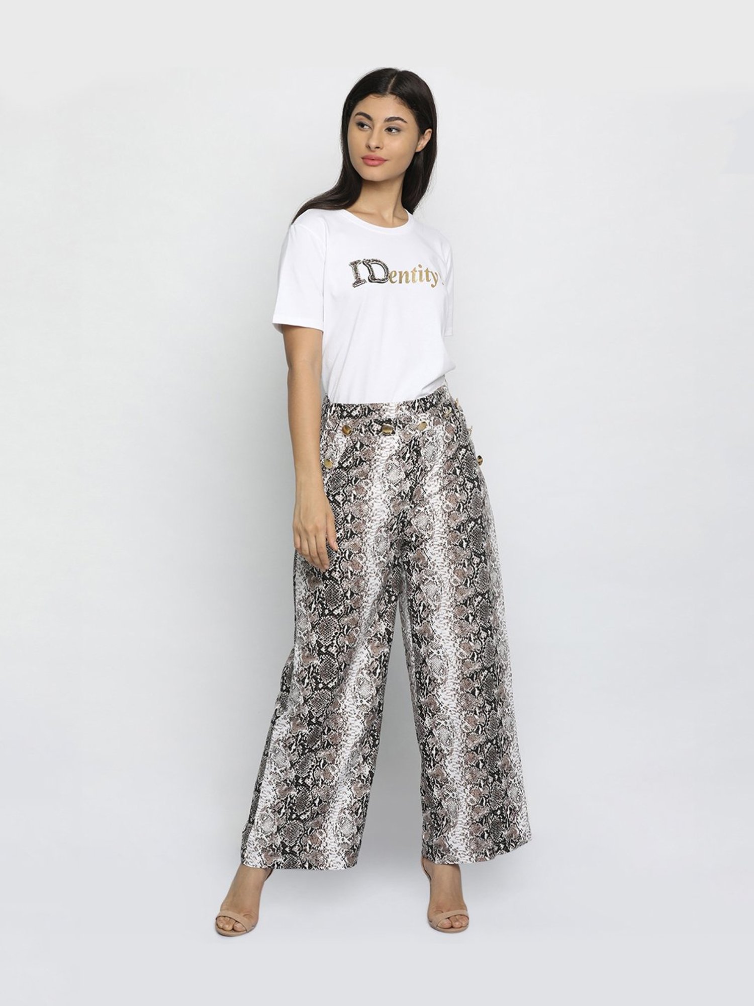 ISU Beige Printed Trousers